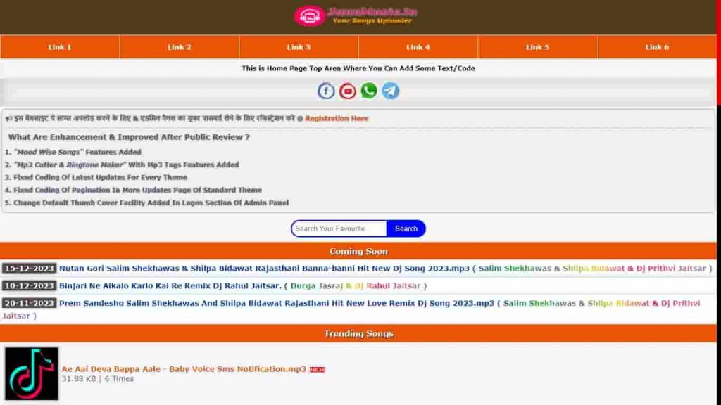 MixDhoom Theme 2023 - Auto Index v3.0 Script with Coming Soon & Online Mp3 Ringtone Maker